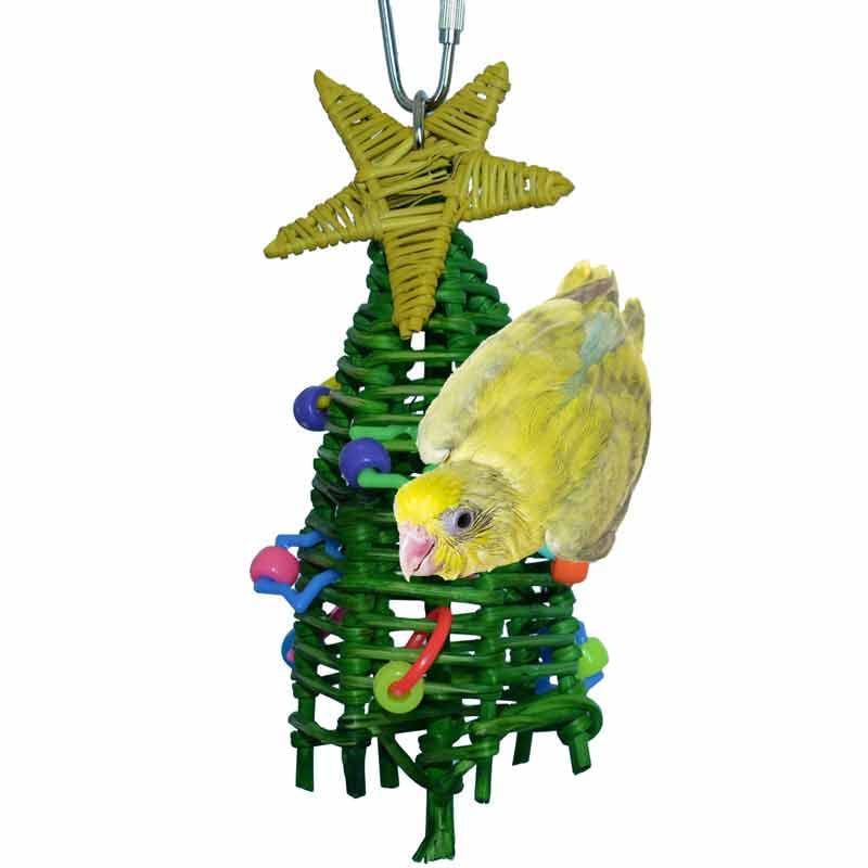 Super Bird Creations SB872 Mini Xmas Tree Bird Toy, Small/Medium Bird Size, 7" x 2"
