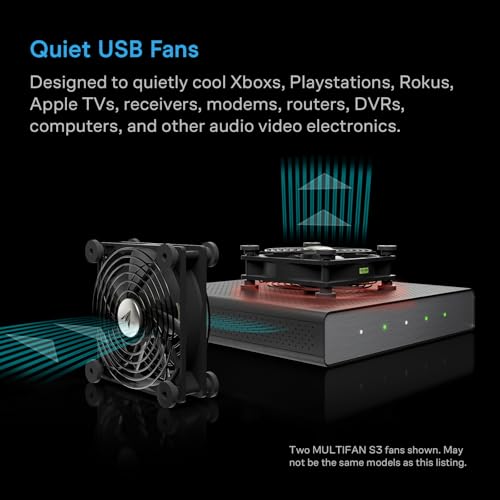 AC Infinity MULTIFAN S1, Quiet 80mm USB Fan, UL-Certified for Receiver DVR PlayStation Xbox Computer Cabinet Cooling | For Receiver DVR, PlayStation, Xbox, Computer, Cabinet Cooling - size: S1