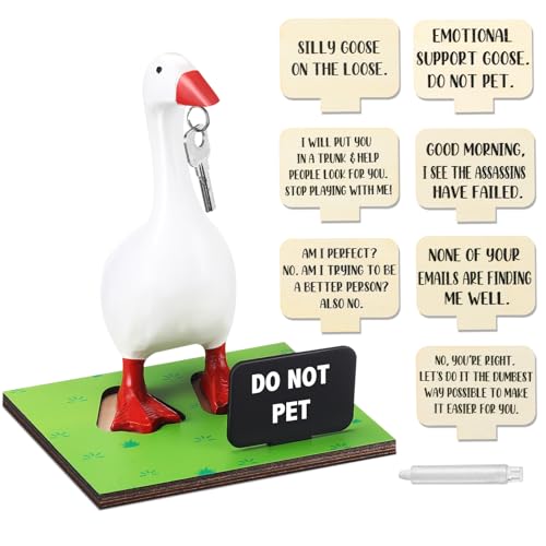 Relaxweex 10 Pcs Magnetic Goose Key Holder Wooden Base with Interchangeable Signs Writable Signs Chalk Accessories for Magnetic Key Holder Cute Resin Statue Decor(Goose Not Included) (Lovely) - style: Lovely