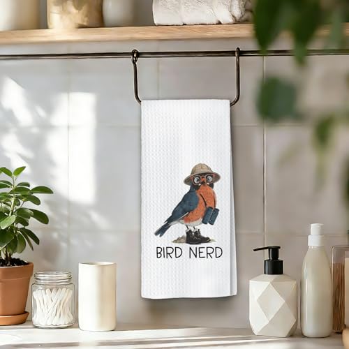 Chicimln Funny Bird Kitchen Towels, Gifts for Birds Lovers Watchers Decorative Hand Towels for Bathroom, Bird Nerd Dish Tea Towel Drying Cloth for Kitchen Decor, 16x24 Inch - color: Bird Nerd a
