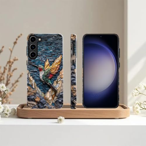 Compatible with Samsung Galaxy S23 Case,Glossy Case All-Round Protection Shockproof Anti-Scratches TPU Cover,Cases for Man Woman-Hummingbird Stained Glass - color: Hummingbird Stained Glass, size: Galaxy S23