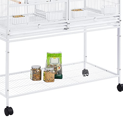 Yaheetech Stackable Divided Breeder Breeding Parakeet Bird Cage for Canaries Cockatiels Lovebirds Finches Budgies Small Parrots with Rolling Stand, White - color: White