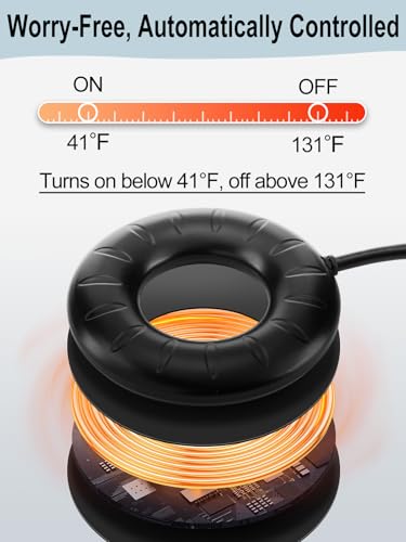 MEWTOGO 6.6ft Cord Bird Bath Heater for Outdoors in Winter - 70W Submersible Energy-Saving Chicken Coop Water Deicer with Thermostatic Control for Yard Patio to Keep Water Ice-Free