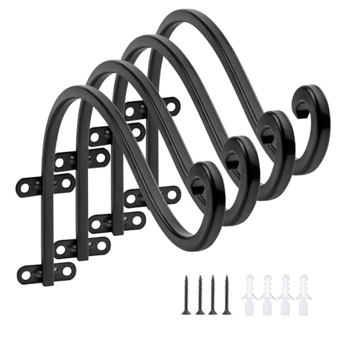12 Inch Plant Hangers Outdoor,4 Pack Heavy Duty Plant Hanger Bracket | Hanging Basket for Plants Outdoor Brackets,80lbs Weight Capacity for Hanging Baskets,Bird Feeders,Lanterns and Wind Chimes - size: 12inch-4pcs