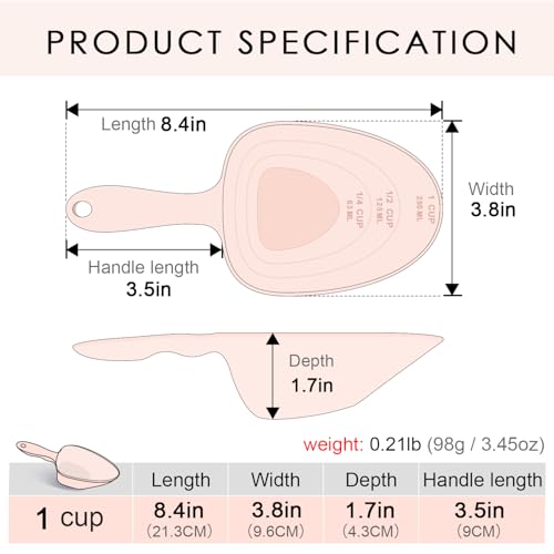 Melamine Pet Food Measuring Scoop, 1 Cup 1/2 Cup 1/4 Cup with Clear Measurement Lines for Dog, Cat, Bird, and Rabbit, Durable, Ergonomic Handle, Dishwasher safe-Orange - color: Orange