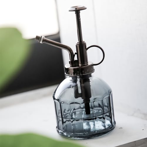 Glass Plant Spray Bottle, Grey 6.7 oz Plant Mister for Inside Decor | Vintage Style Spritzer, Indoor Plant Spray Bottle, 6.3" Tall, 200ml/6.7oz, Small One Hand Watering Can for Garden Cleaning - color: E-Grey