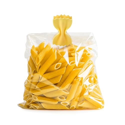 Genuine Fred SNACKARONI Pasta Bag Clips, Set of 4, Two Styles Farfalle and Rigatoni, Squeeze and Lock Bread Bag Clip, Spring-Loaded Clips, Fun Food Storage and Kitchen Accessories - style: SNACKARONI