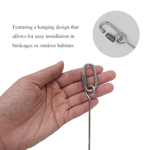 2pcs Hanging Bird Treat Skewer Parrot Fruit Feeder with Washer, 6.9 Inch Stainless Steel Bird Fruit Fork Food Holder for Bird Cage Bird Feeder Foraging Toy for Parrot Parakeet Conure, LXLVOUEG - size: Nut-6.9inches-2P