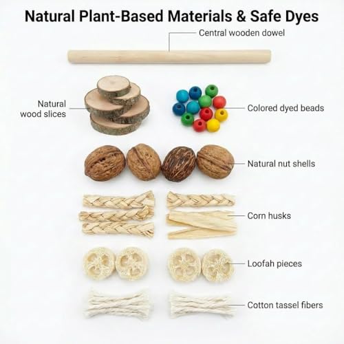 Parrot Chew Toys for Large Bird, Bird Toys with Natural Nuts Corn Loofah Wooden,Bird Chewing Toy for African Grey,Macaws,Conure,Cokatoos,Cockatiel,Amazon Parrots and Other Medium and Small Birds - style: Style B