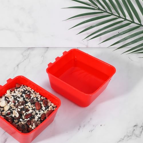 20 Pcs Cage Cups Chicken Feeder Waterer, 16 oz, Hanging Bunny Cage Feeder, Chicken Water Bowl for Pet Parrot, Rooster, Parakeet - color: red
