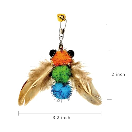 miwoowim 6PCS Bee Feather Cat Wand Refills, Interactive Teaser Replacements | Insect Attachments,Adorable bee design with natural feather wings. Fits standard wands. Promotes pouncing & jumping play. - color: 6 yellow bees