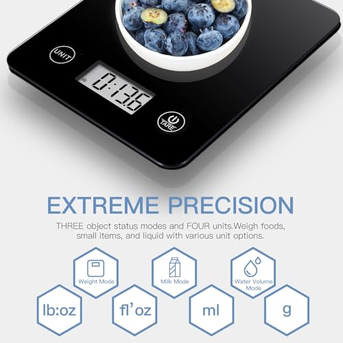 Geek Chef Digital Scale with App, Scale for Food Weight, Smart Food Nutrition Scale, Digital Kitchen Scales, Cooking Tool of Kitchen,1 lb/oz Black Glass - color: Glass Black