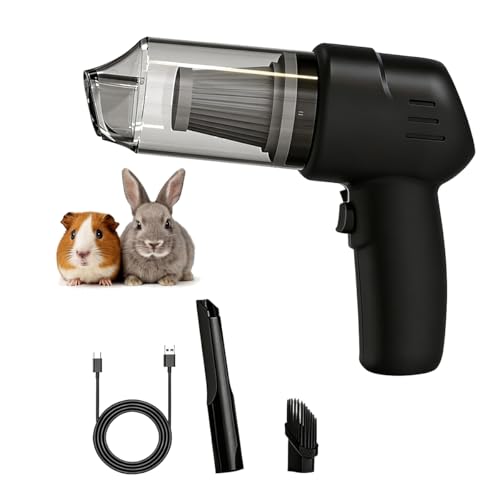 Guinea Pig Vacuum Cleaner Cage,Guinea Pig cage Cleaner,Rabbit Poop Vacuum | Handheld Vacuum for Lightweight Cleanup of Guinea Pig, Rabbit, Hamster, Chinchilla, Reptile, Bird（Black） - color: Black