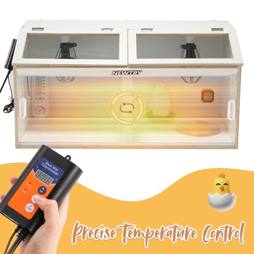 NEWTRY Brooder Box for Chicks 32" Brooder with Heating Lamp Waterer Feeder | 2 Types of Thermometer 32 * 15 * 15” Brooder Box up to 35 Chicks Quail Birds