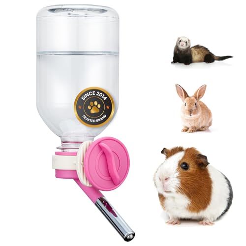 Choco Nose Patented No-Drip Water Bottle/Feeder for Guinea Pigs/Hamsters/Bunnies/Ferrets/Other Small Pets, Critters and Animals -for Cages, Crates or Wall Mount. 10.2 oz. Nozzle 10mm, Pink (C128) - color: C128 Pink, size: Guinea Pigs-Small Bunnies-Ferrets