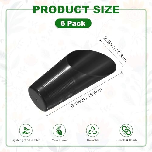 M METERXITY 6-Pack Bonsai Soil Scoops, Plastic Garden Soil Scoops Bucket Shovel Potting Scoopers for Transplanting/Flower Planting/Plant Succulent, Colorful Small Gardening Tools [Black] - color: Black