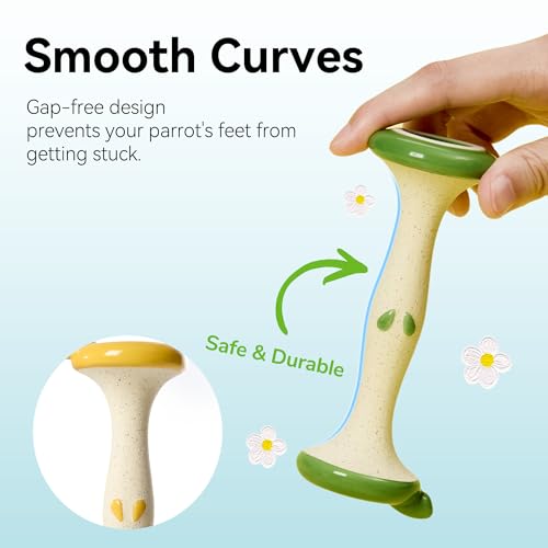 Apple Shape Parrot Perch Stand Ceramic Beak Grinding Stone Toy for Nail Trimming - Cage Accessories for Parrot, Budgie, Cockatiel, Lovebird, Other Small Medium Birds (Green)