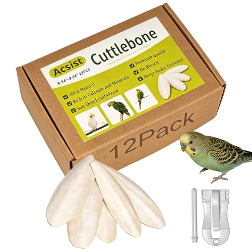 3.5"-4" Cuttlebone for Birds,Parakeets Cuddle Bone Beak Trimming,Premium Calcium Natural Cuttlefish Bone for Parrot,Cockatiel,Budgie,Tortoise, Snails,Reptiles,12 Pcs