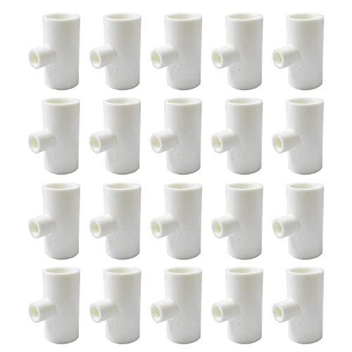 20 Pieces Chicken Waterer PVC Tee Fittings, Automatic Poultry Waterers PVC Fittings for 1/8" FTP Threads, Chicken Water Drinker and Feeder Cups for Poultry Nipples Chicken - size: 20