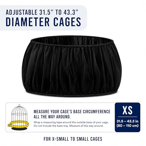 Universal Bird Cage Seed Catcher Universal Mesh Skirt Cover Stretchy Small Animal Cages Cover Pet Removable Durable Protector (Black, Extra Small) - color: Black, size: Extra Large