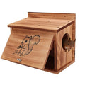 Squirrel House for Outside with Raccoon-Proof Baffle, Carbonized Pine Nesting Box, Outdoor Squirrel Box for Backyard Wildlife