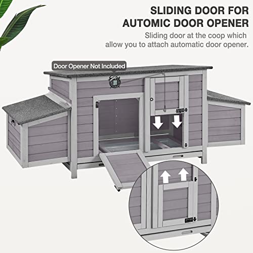 Chicken Coop Large Expandable Chicken House for Outdoor with Two Nesting Box, Leakproof Pull-on Tray and UV-Resistant Roof Panel