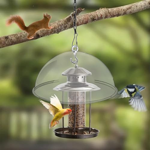 2 Set 11.8'' Bird Feeder Rain Guard, Clear Acrylic Squirrel Baffle Dome | Hanging Round Hummingbird Feeder Protective Cover Weather & Predator Shield for Outdoor Garden Yard Use