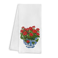 Chinoiserie Blue and White Geranium Porcelain Towels - Kitchen Dish & Bath Hand Towels (16x24 Inches, 8) - color: Blue White04