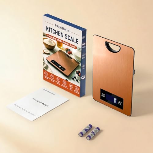 Food Scale, Digital Kitchen Scale with Hanging Loop, 11lb Baking Scale | 1g Accuracy, g/oz,etc.5 Unit Conversion, Tare Function, Fingerprint-Resistant Steel, Suitable for Cooking, Baking ,Meal Prep - color: Rose Gold
