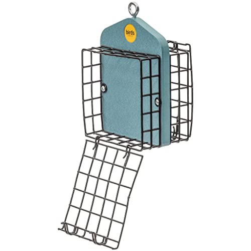Birds Choice Suet Feeder for 2 Cakes | Recycled Plastic | Lake Blue | Hanging Cage Design Serves Woodpeckers and Nuthatches, Weather-Resistant for Year-Round Feeding - color: Lake Blue