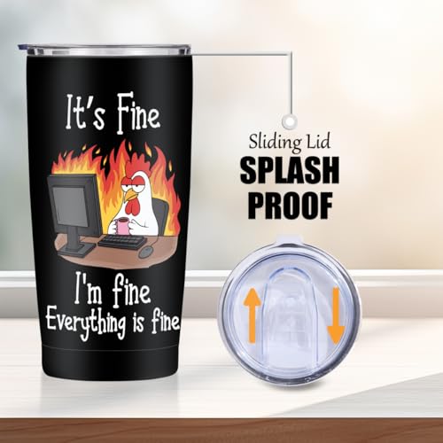 Jztco Funny Birthday Gifts for Women Men 20 oz Tumbler, Office Gag Gifts | Chicken Themed Insulated Travel Coffee Mug Stainless Steel Insulated Water Bottle, Funny Gifts for Coworker Boss Women, Black - color: Multi 1459