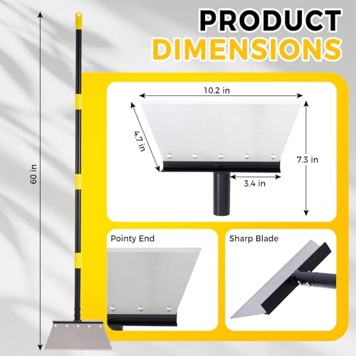 Garden Flat Shovel, 60" Floor Scraper with Adjustable Long Handle | Heavy Duty Multifunctional Cleaning Shovel, Metal Floor Scraper for Weeding, Scraping, Ice & Snow Removal, Sidewalk, Garden