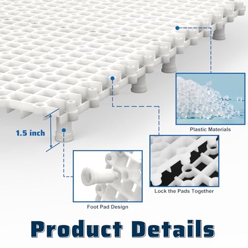 Chicken Coop Ground Pads, 9 Pack Chicken Coop Walking Pads Raise Above Ground Avoid Water and Moisture,Plastic Chicken Coop Mats Fits for Chicken Active or Eating Area,Chicken Coop Accessories