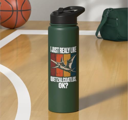Really Like Quetzalcoatlus Bird Flying Dinosaur Kids Trex Stainless Steel Insulated Water Bottle - color: Dark Green