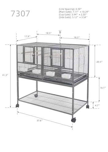 1F/2F/3F Stackable Center Divided Breeder Breeding Bird Flight Double Rolling Cage for Aviaries Canaries Cockatiels Lovebirds Finches Budgies Small Parrots. (Black Vein, 1F) - color: Black Vein