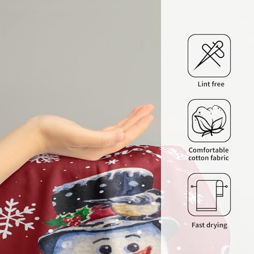 Red Christmas Hand Towels Set of 2, 28x14 Inch Winter Snowman Snow Xmas Absorbent Microfiber Soft Washcloths Guest Face Tea Towel for Kitchen Bathroom Home Hotel Gym Spa - color: Christmas Red