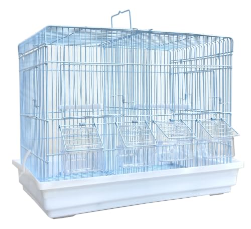 Versatile Divided Travel Vet Carrier Handle Bird Flight Separation Cage for Aviary Finches Canaries Breeder Parrot Breeding with Pull Up Center Divider Side Nest Box Doors - size: 19.0"L x 12.0"W x 14.0"H