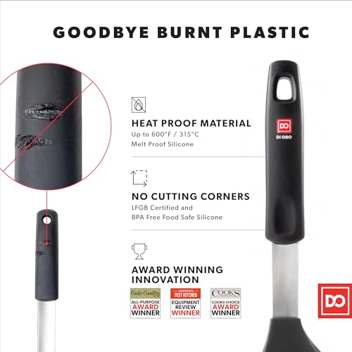 DI ORO Silicone Turner Spatula Set - 600F Heat Resistant, 3-Pc | Flexible flippers for eggs, pancakes, and crepes; Won't scratch nonstick pots and pans; BPA-free and dishwasher safe - size: Everday Set