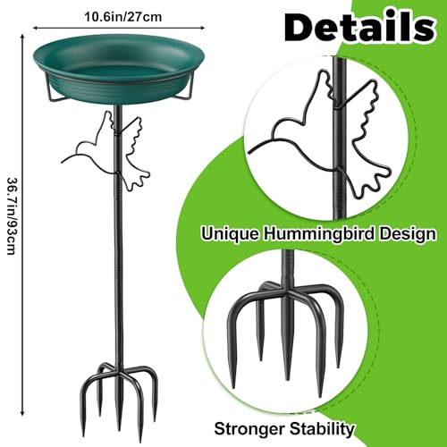 Bird Baths for Outdoors, Detachable Birdbaths for The Garden Clearance, Heavy Duty Freestanding Bird Baths, Bird Bath Bowl Spa & Birdfeeder with 5-Pronged Metal Stake Stand (Green-2) - color: Green-2