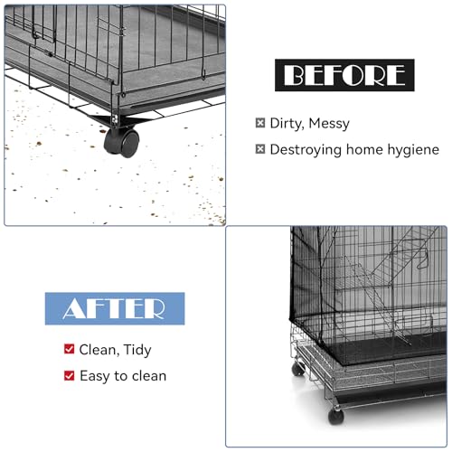 Trinkrittey Large Bird Cage Seed Catcher 31 x 118 inches Adjustable Bird Cage Net Cover Black Bird Cage Cover Elastic Band Mesh Cage Cover Skirt Nylon Mesh for Parakeet Parrot Cages