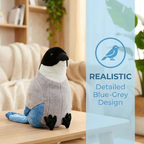 Grey Magpie Plush Toy - Realistic 12inch Grey Magpie Bird Stuffed Animal, Cute Little Bird Raven Plush as Gift for Your Friends - style: Grey Magpie