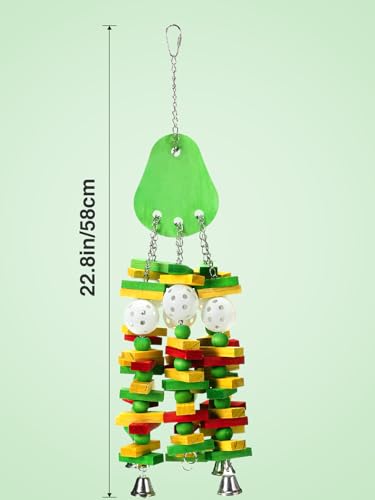 Large Bird Parrot Toys for Cockatoos African Grey Macaws Amazon Parrots | MEWTOGO, Brightly Colored, Appealing to Birds, Natural Wood, Bird Gifts, Avocado Style - color: Green
