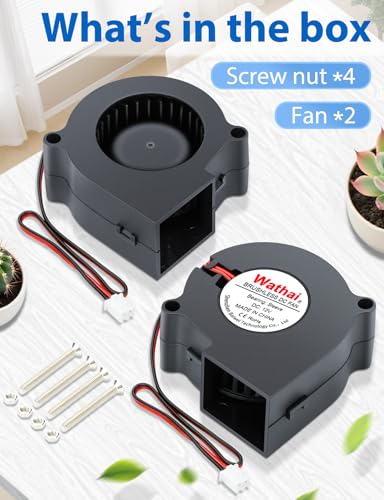 Wathai 12V DC Centrifugal Blower Fan 60mm x 28mm 2 Inch Squirrel Cage Turbo | 60mm blower 2 Inch Squirrel Cage Turbo Cooling Fan High Speed for Car Amp, 3D Printer, RV Fridge, PC, Humidifier