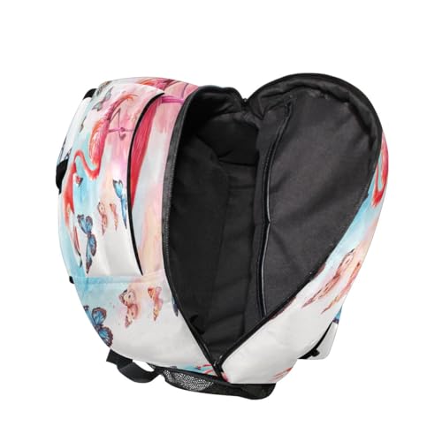 Butterflies Flamingo Backpack School Bag Travel Daypack for Boys Girls - color: Multicolor 7
