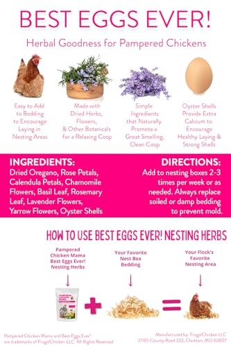 Pampered Chicken Mama Best Eggs Ever! Nesting Herbs for Chickens (10 Ounces) | Chicken Nesting Herbs - size: 10 Ounce (Pack of 1)