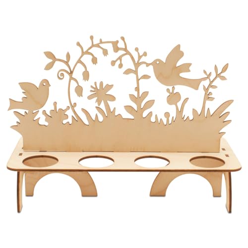 Wooden Egg Holder Kit for Countertop, Garden Scene, 10-Inch, 1/8 Inch Thick, Easter Crafts, by Woodpeckers