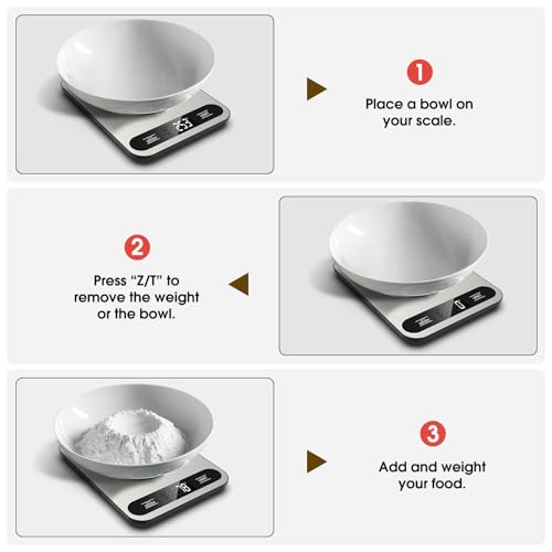 Mik-Nana Food Scale, 22lb Digital Kitchen Scale with 6 Units Tare Function | LCD Display, Stainless Steel Weight Grams and Ounces for Baking, Cooking and Meal Prep (Batteries Included)