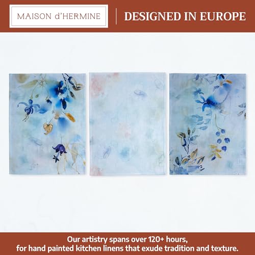 Maison d' Hermine Kitchen Towels Set of 3 Reusable 100% Cotton 27.50" x 20" | Cloth Tea Dish Towels Absorbent with Hanging Loop for Kitchen Dining Wedding Hotel Home Spring Summer - Lazy Summer Days - color: 042 - Lazy Summer Days