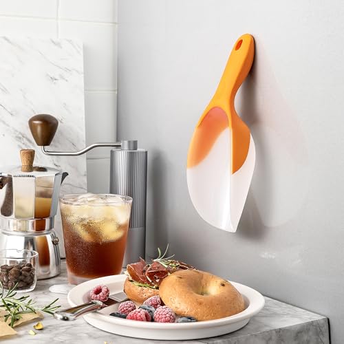 Spring Chef Magnetic Ice Scoop for Freezer, BPA-Free Food Scooper, Mango | Flexi-Plastic Popcorn Scoop with Soft Grip Handle - Dishwasher Safe Ice Scooper - Food Scooper for Flour, Grains, Pet Food - color: Mango