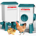 Chicken Feeder and Waterer Set, 1.9 Gallon/17.7 Pounds, Automatic Chicken Feeders and Chicken Waterer, Detachable for Chickens, Duck & Quail Coop Use, Outdoor Farm & Backyard (Lake Blue)